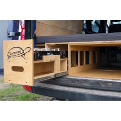 Pull-out kitchen drawer in Vacamod VanBus camping box