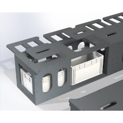 CAD model showing perfect fitment for standard Euroboxes under the bed setup