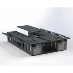 3D CAD technical project of the VanBus box with an unfolded table and dining function