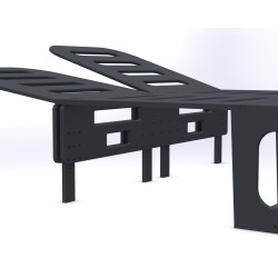 Technical drawing of the adjustable KombiVan BASIC camping bed support, illustrating the middle section construction