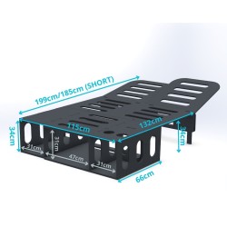 Technical drawing with dimensions and design specifications of the KombiVan BASIC camping module in size 115